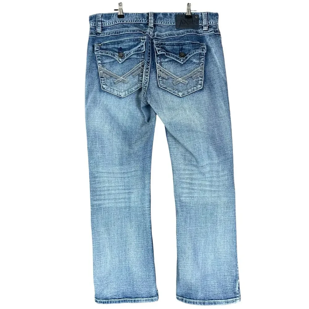 Axel Men Jeans Size 34 X 30 Light Blue Stone Wash Bootcut Mid Rise Western Denim